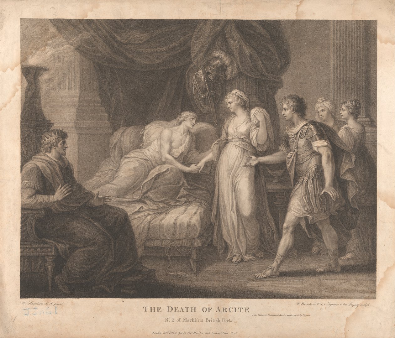 Der Tod von Arcite von Francesco Bartolozzi