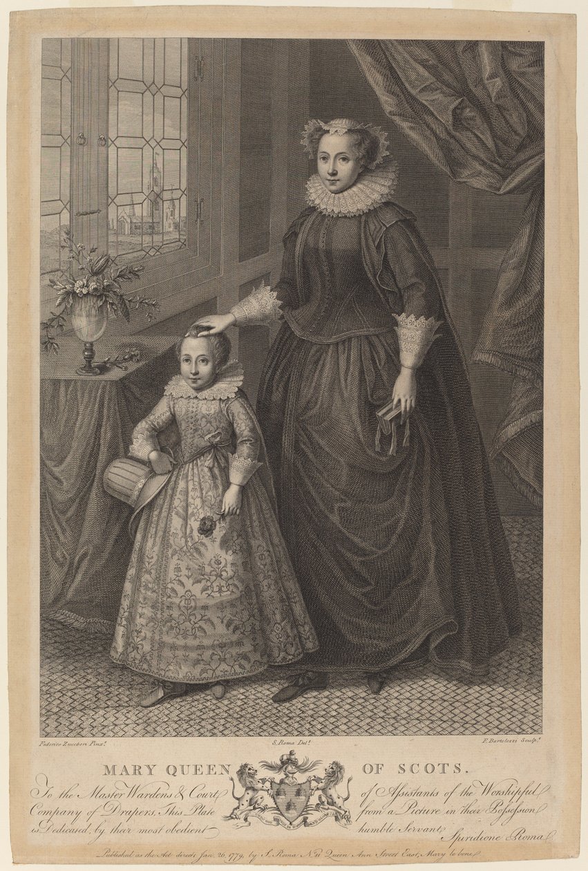 Maria Stuart, Königin von Schottland von Francesco Bartolozzi after Federico Zuccaro