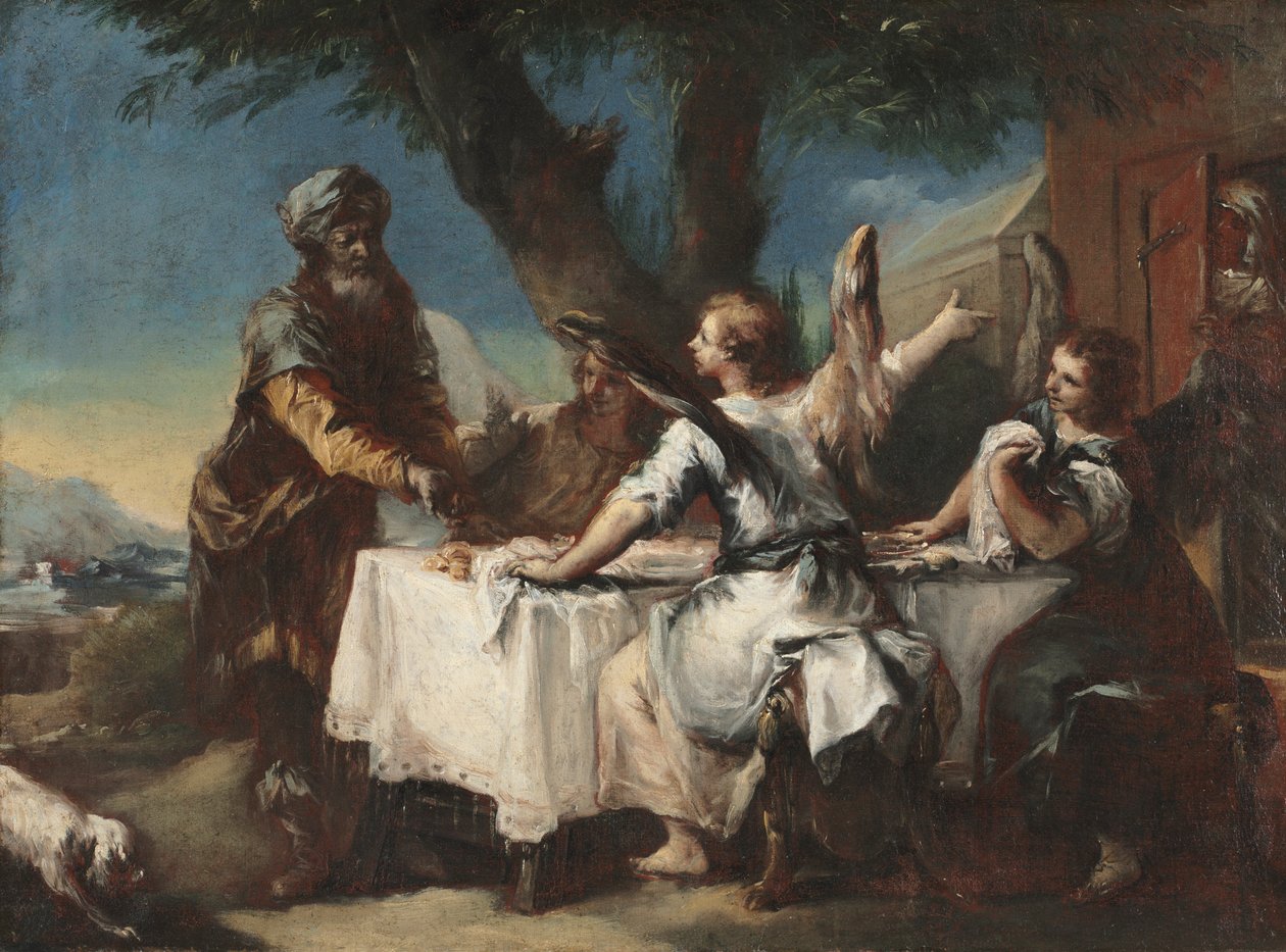 Abraham begrüßt die drei Engel, 1750er von Francesco Guardi