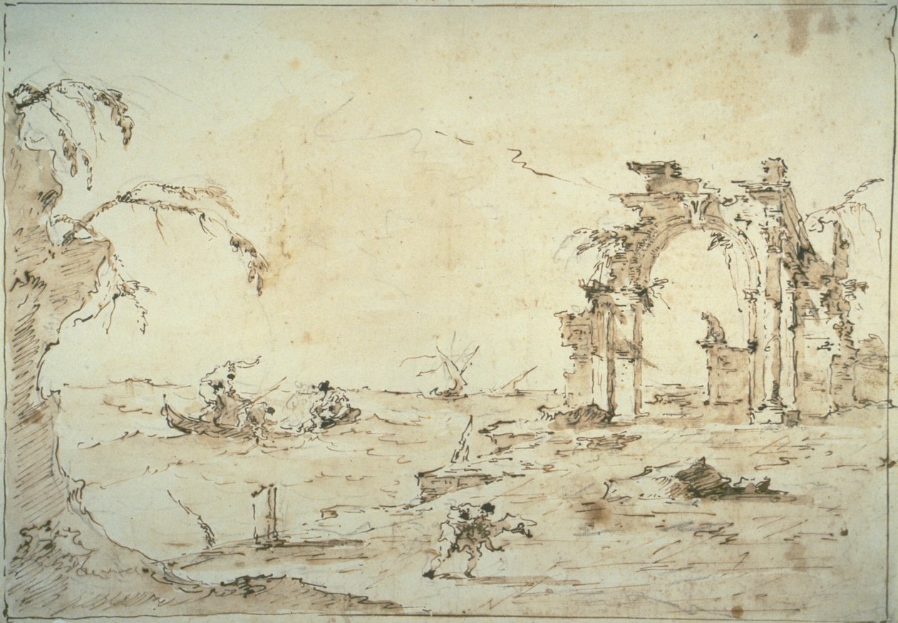 Capriccio mit einem Sturm auf der Lagune von Francesco Guardi