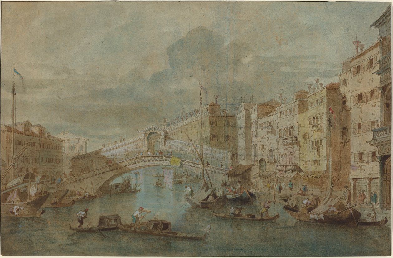 Ansicht der Rialtobrücke, Venedig von Francesco Guardi