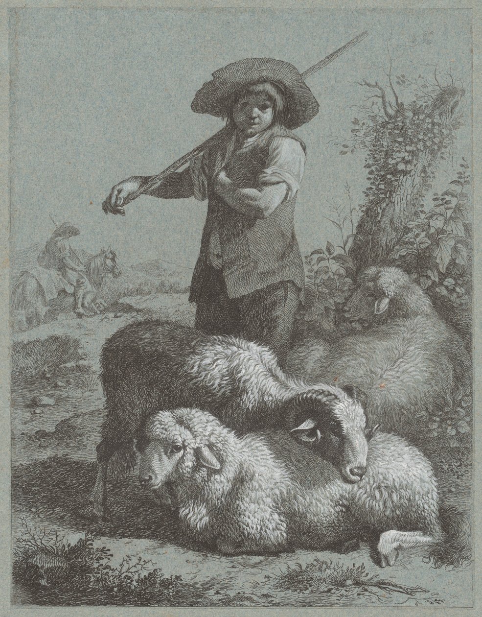 Hirtenjunge mit Schafen von Francesco Londonio