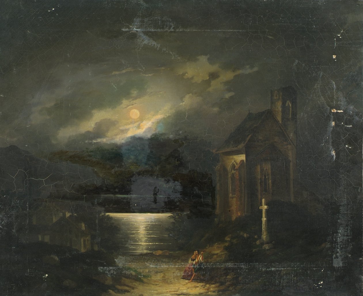 Mondlandschaft mit See von Francesco Milani