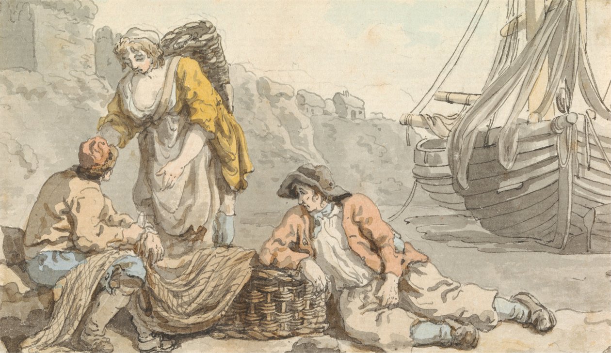 Fischer mit Körben und Netzen von Francis Wheatley