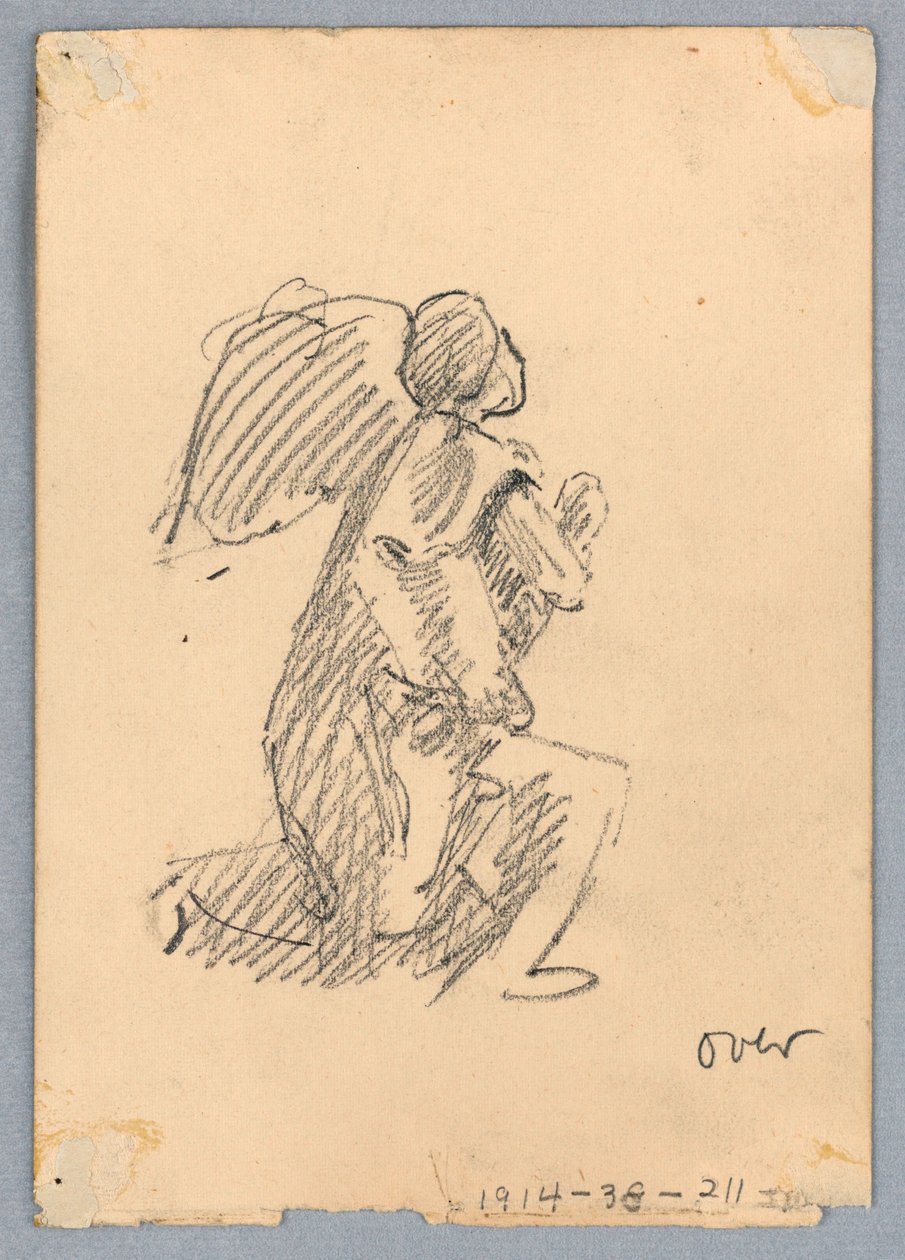 Skizze eines knienden Engels von Francis Augustus Lathrop