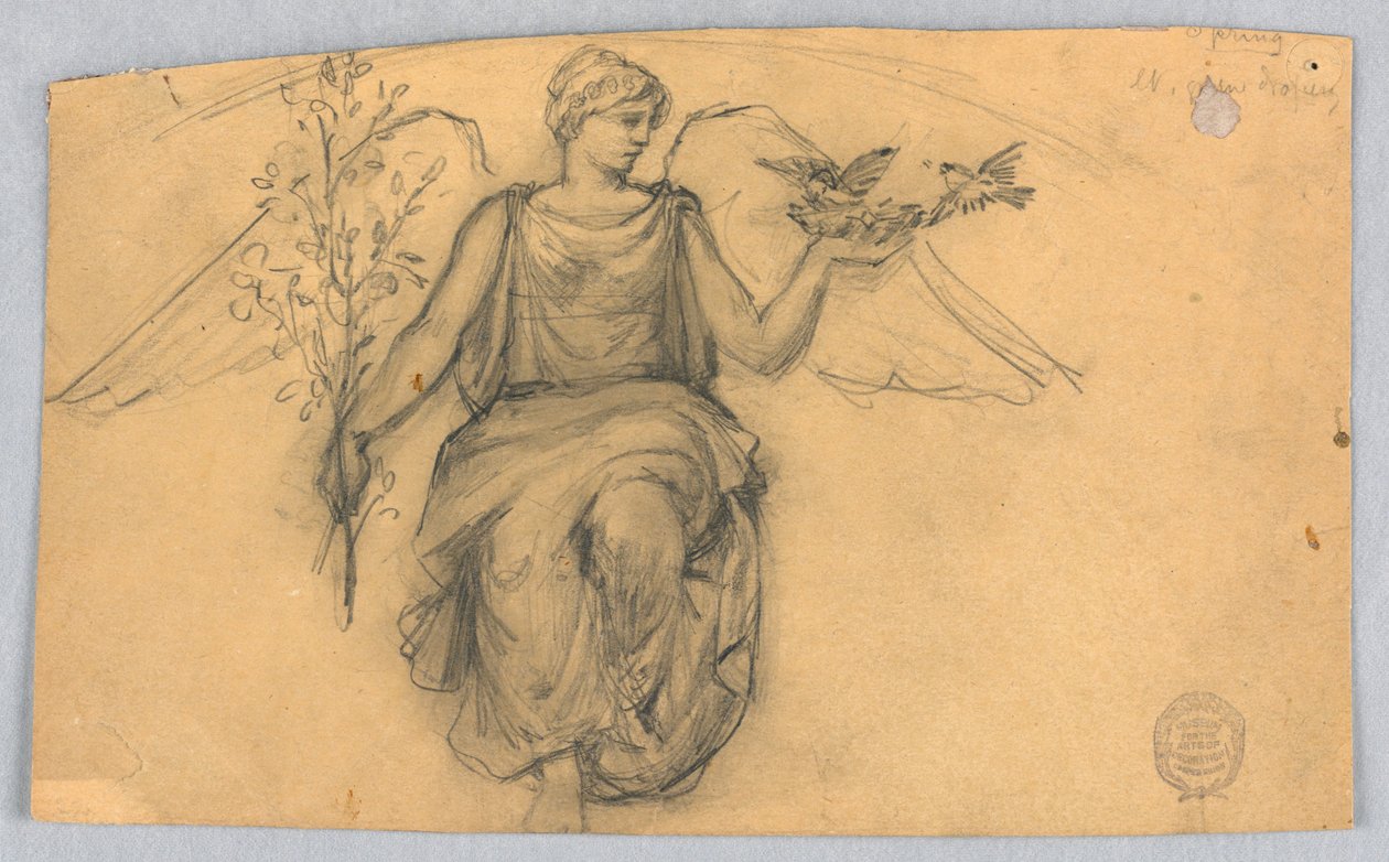 Frühling, Skizze einer geflügelten Figur von Francis Augustus Lathrop