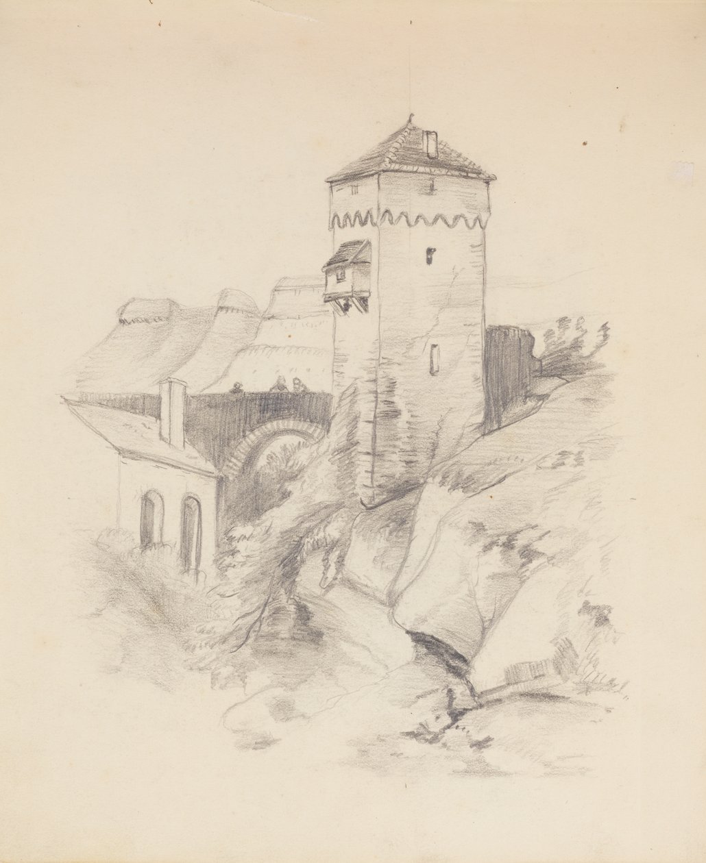 Turm in einem Dorf von Francis Augustus Lathrop