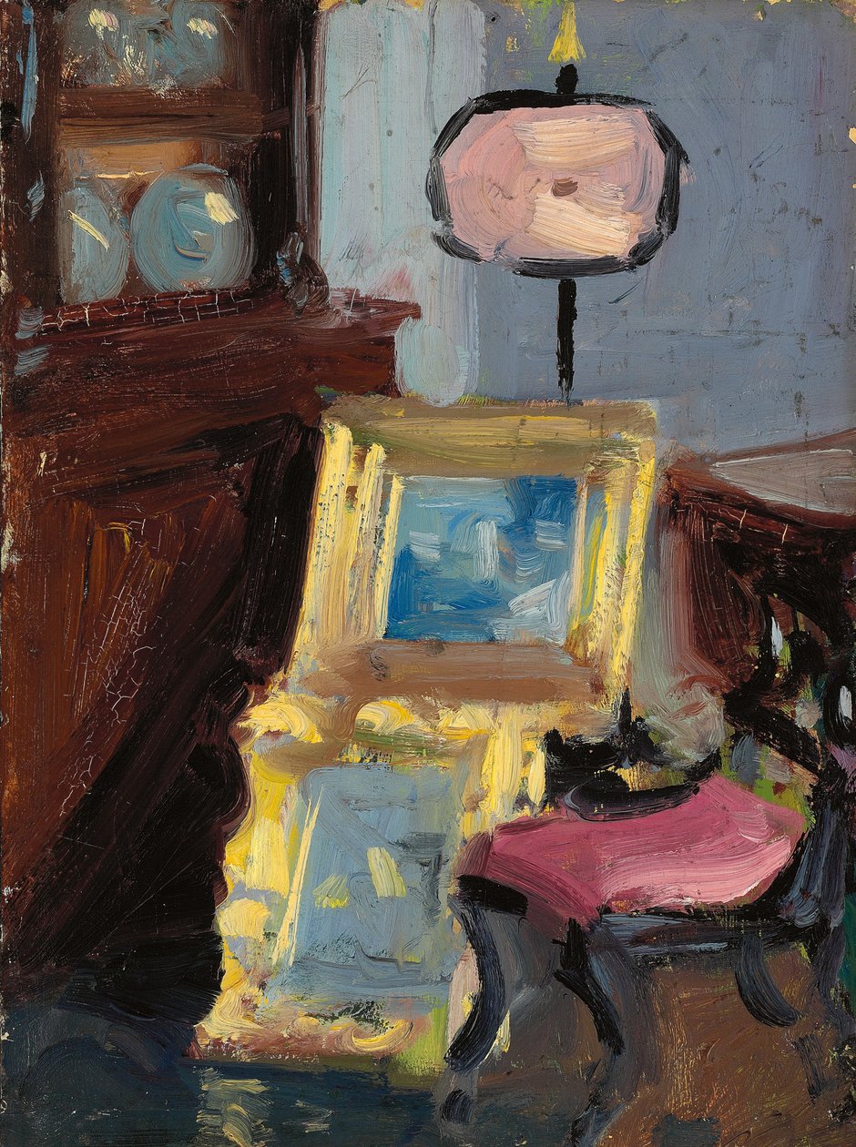 Interieur mit einem Stuhl von Francis Campbell Boileau Cadell