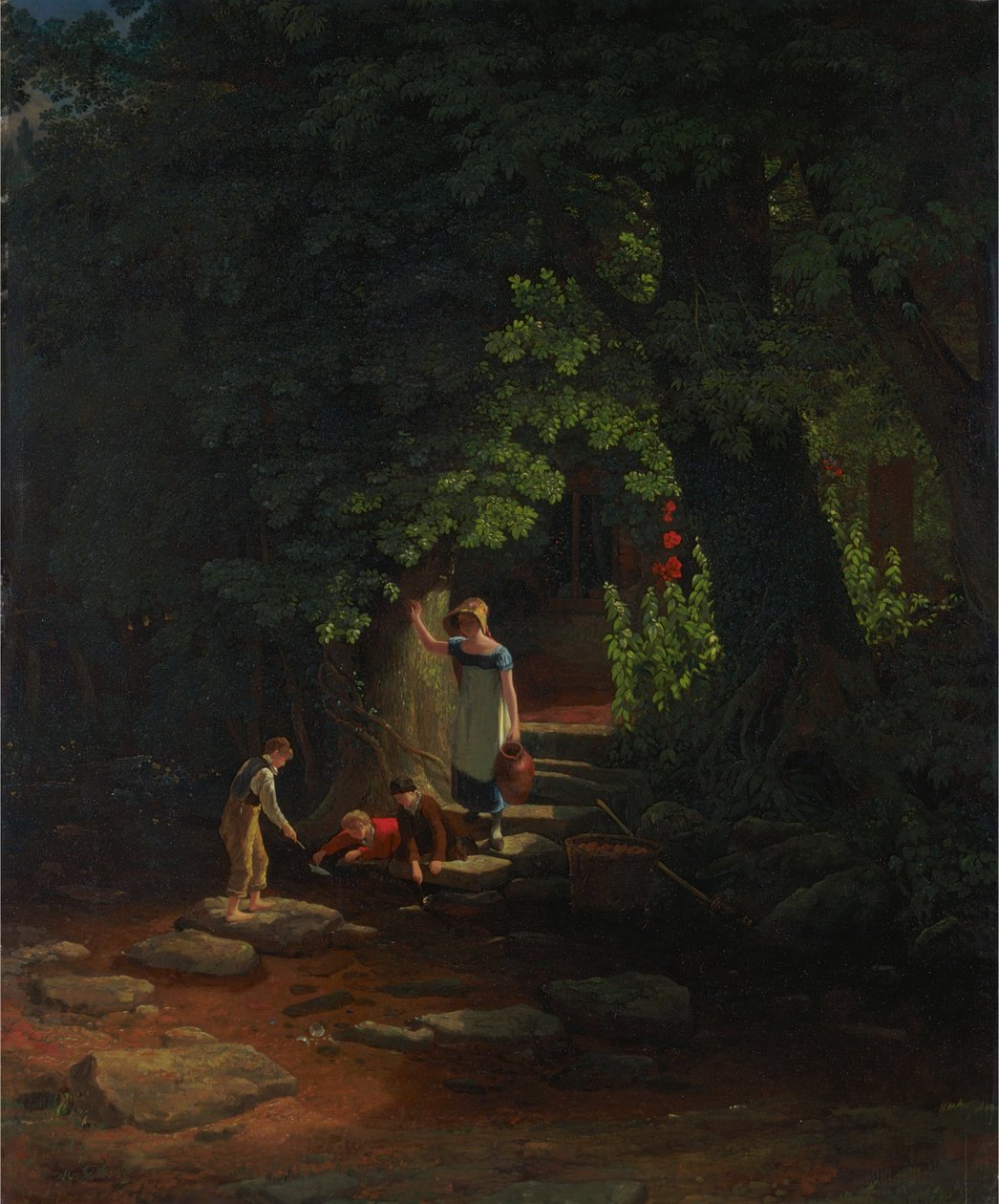 Kinder an einem Bach von Francis Danby