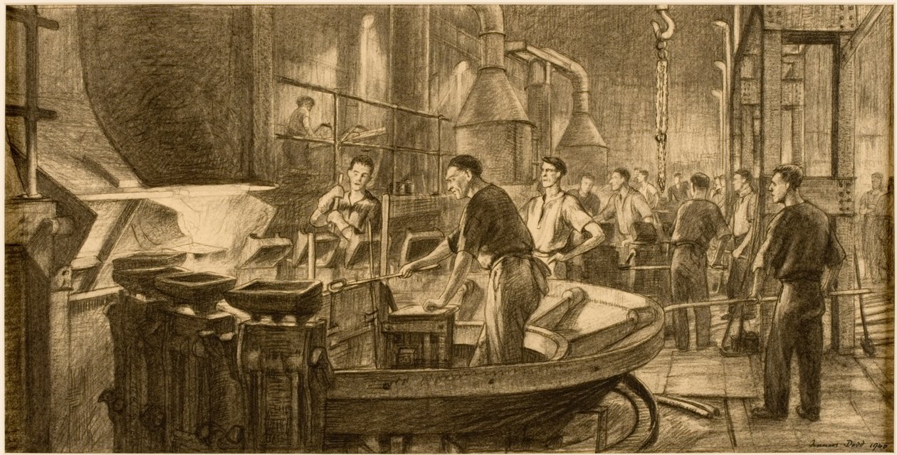 Gießen von geschmolzenem Messing von Francis Dodd