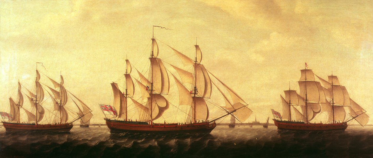 Drei Hudson-Bay-Schiffe auf der Themse von Francis Holman