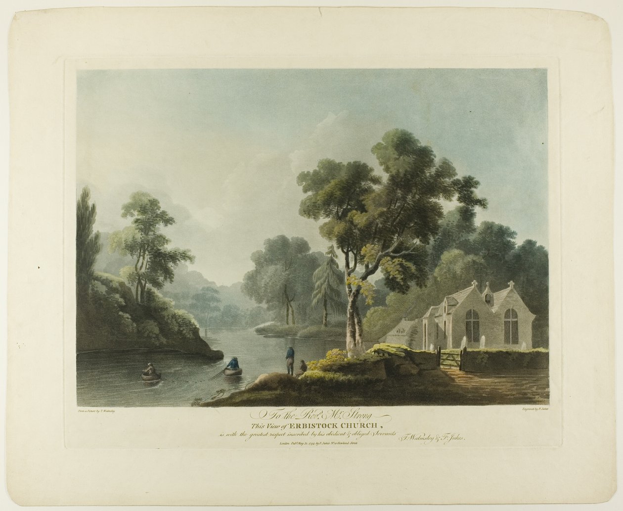 Ansicht der Kirche von Erbistock von Francis Jukes