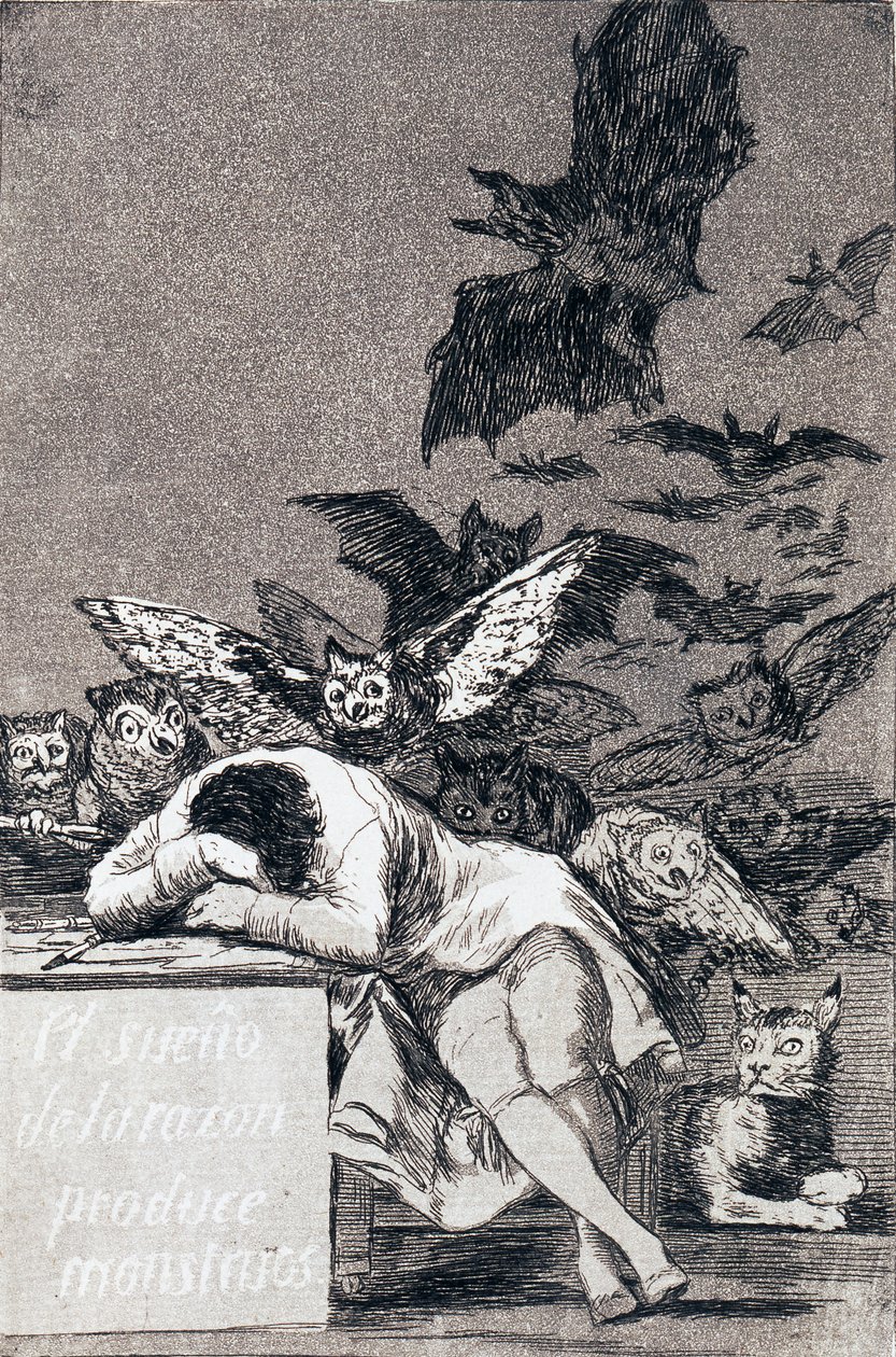 Der Schlaf der Vernunft gebiert Ungeheuer von Francisco de Goya