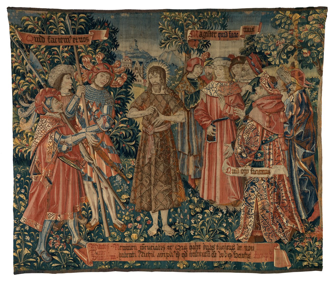 Wandteppich, St. Johannes predigt (Wolle & Seide) von Franco Flemish School