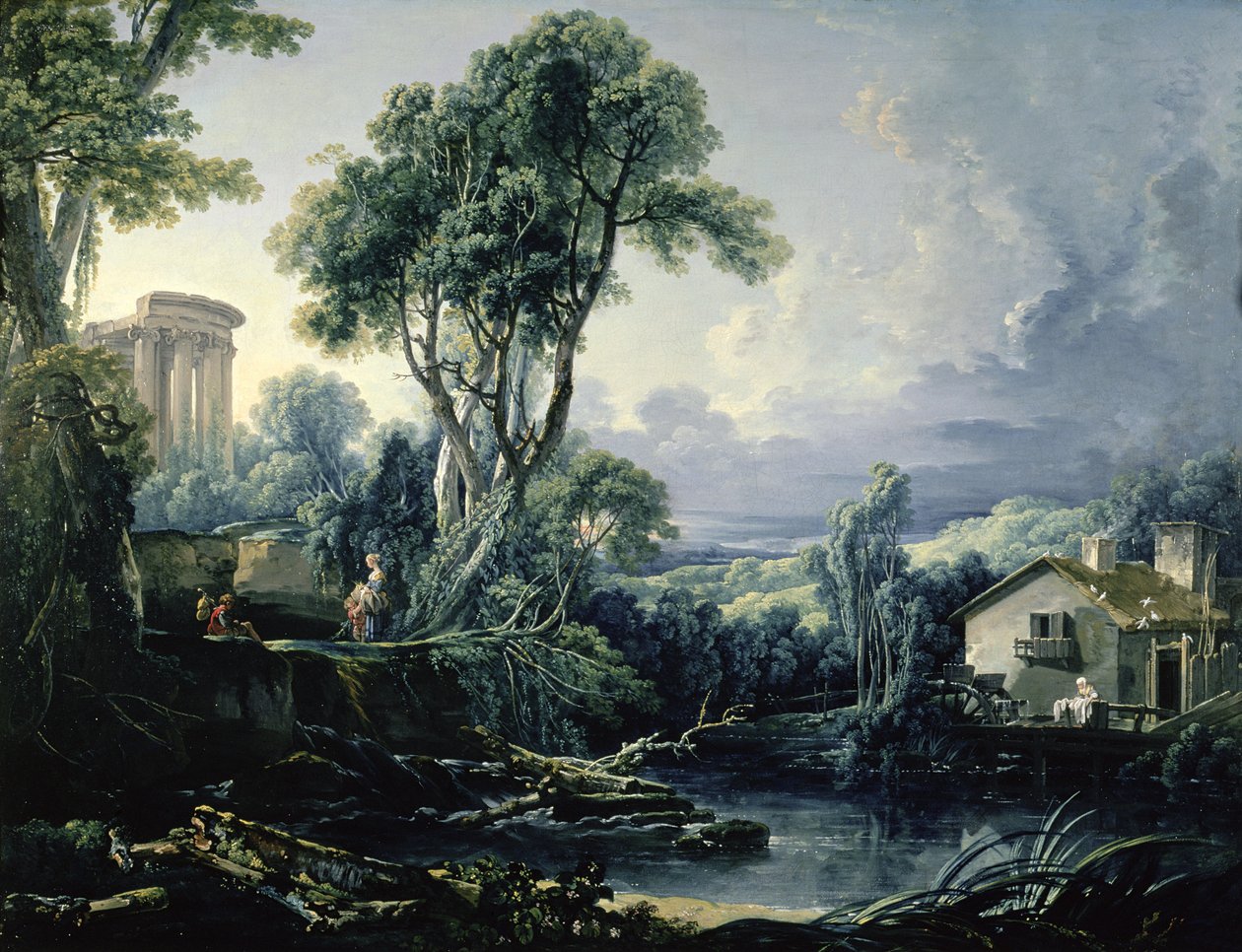 Landschaft mit Wassermühle von François Boucher