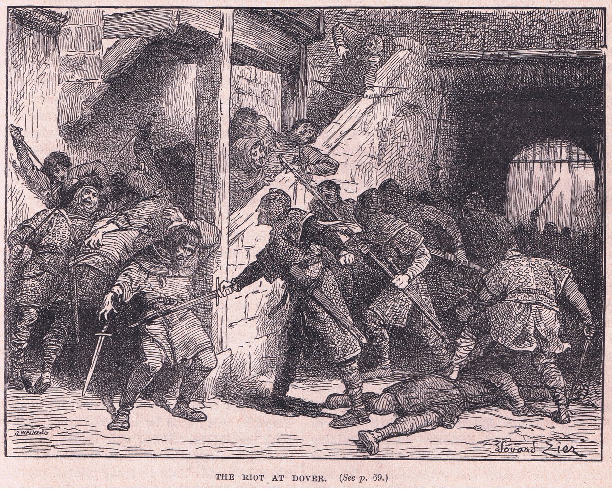 Der Aufruhr in Dover 1051 n. Chr. von Francois Edouard Zier