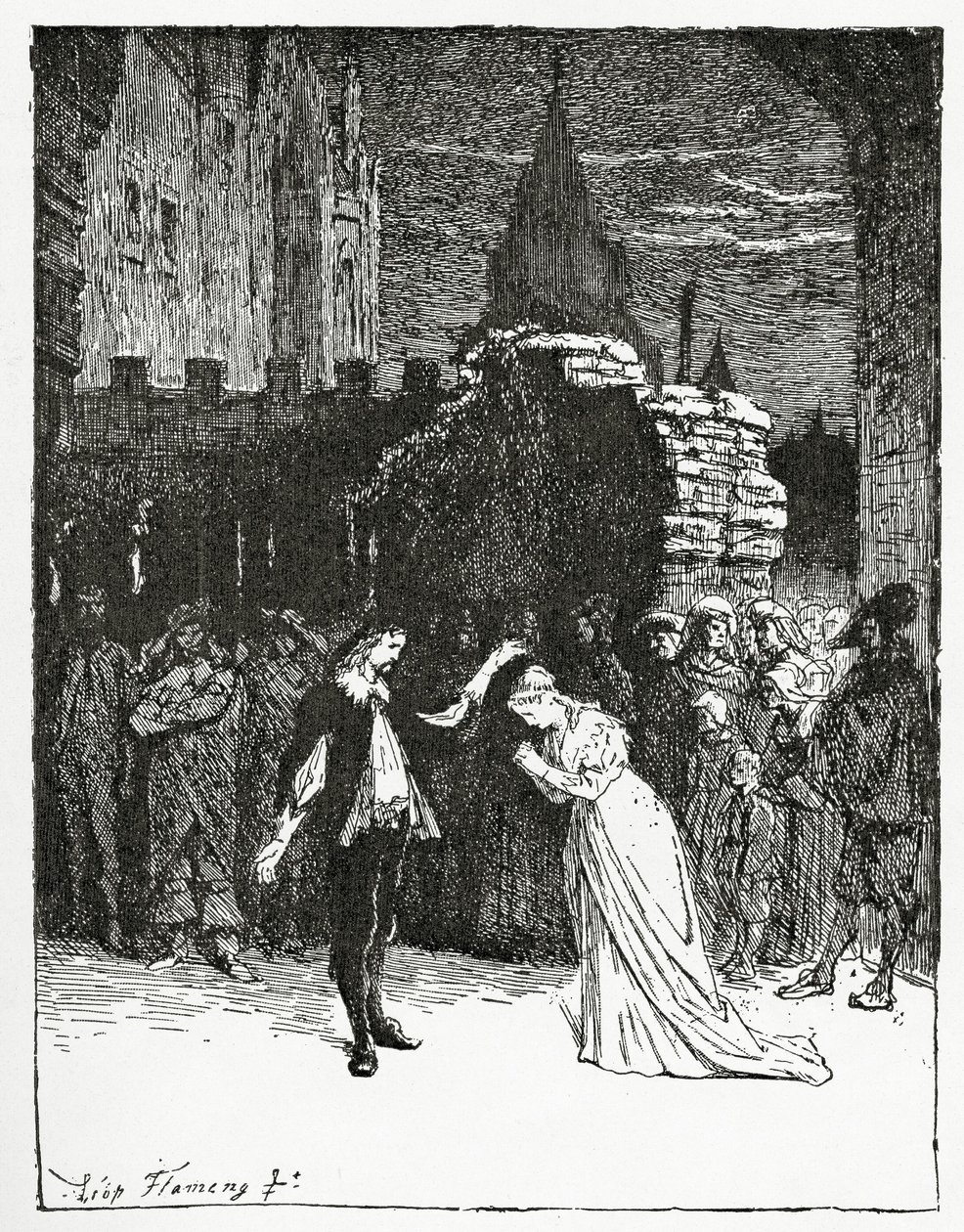 Didier verabschiedet sich von Marion de Lorme, 19. Jahrhundert von Francois Flameng