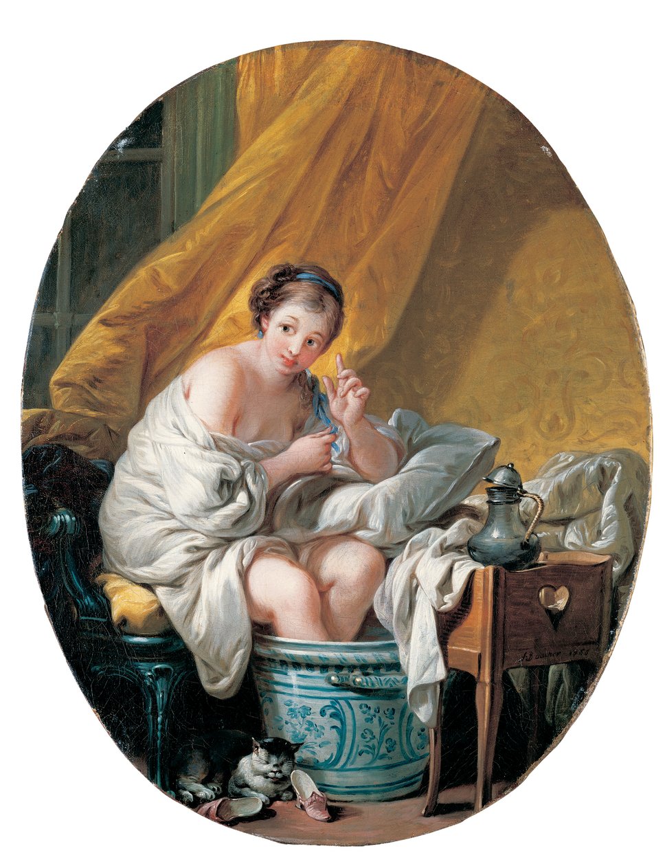 Eine junge Frau nimmt ein Fußbad von François Boucher