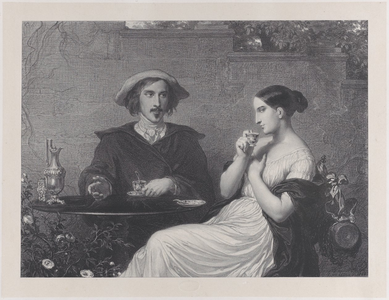Das Café, 1840 von Francois Joseph Aime de Lemud