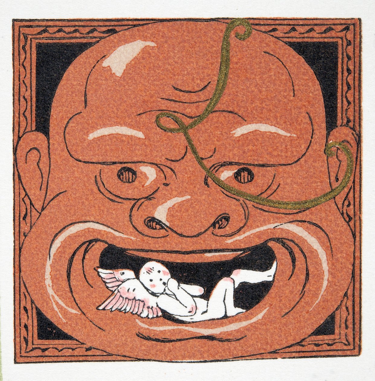 Gesichtsmaske, veröffentlicht 1922 (Pochoir-Druck) von Francois Louis Schmied