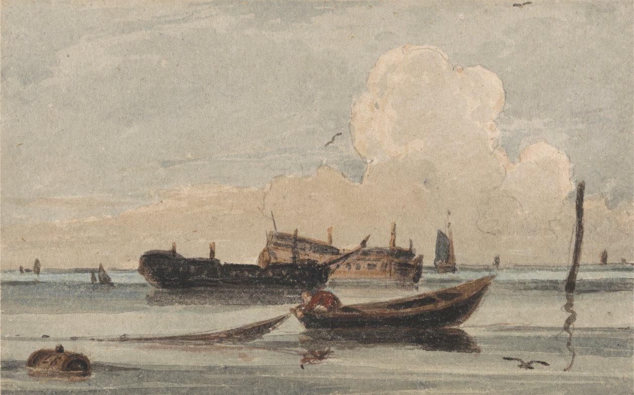 Boote auf ruhigem Meer von Francois Louis Thomas Francia