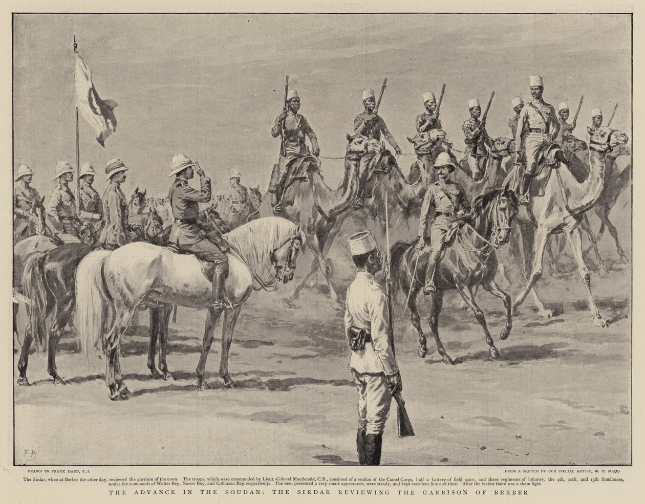 Der Vormarsch im Sudan, der Sirdar überprüft die Garnison von Berber von Frank Dadd