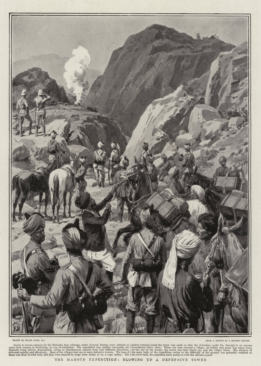 Die Mahsud-Expedition, Sprengung eines Verteidigungsturms von Frank Dadd