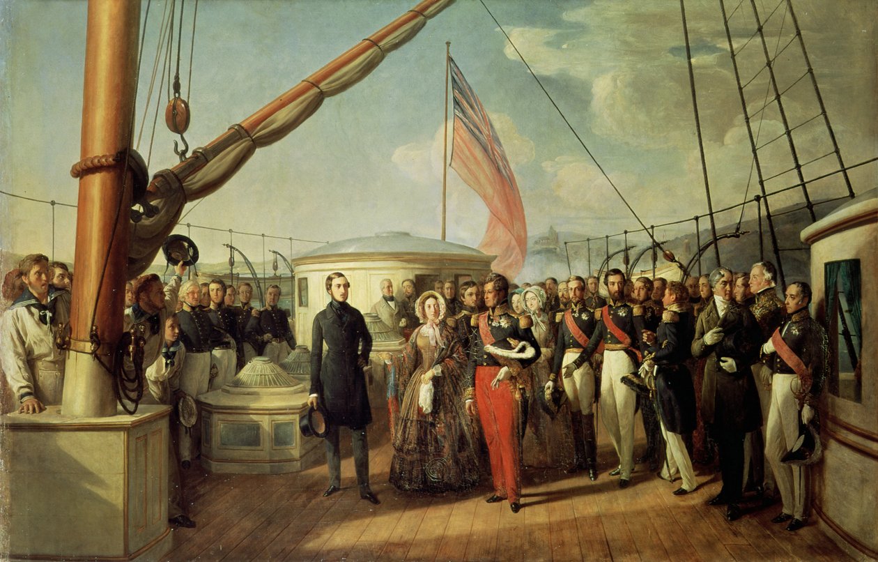 Treffen zwischen Louis-Philippe I und Königin Victoria in Le Treport, 2. September 1843 von François Auguste Biard
