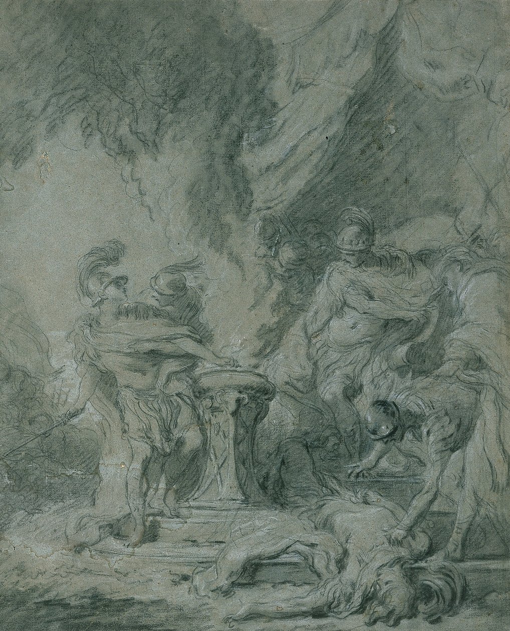 Mucius Scaevola steckt seine Hand ins Feuer von François Boucher