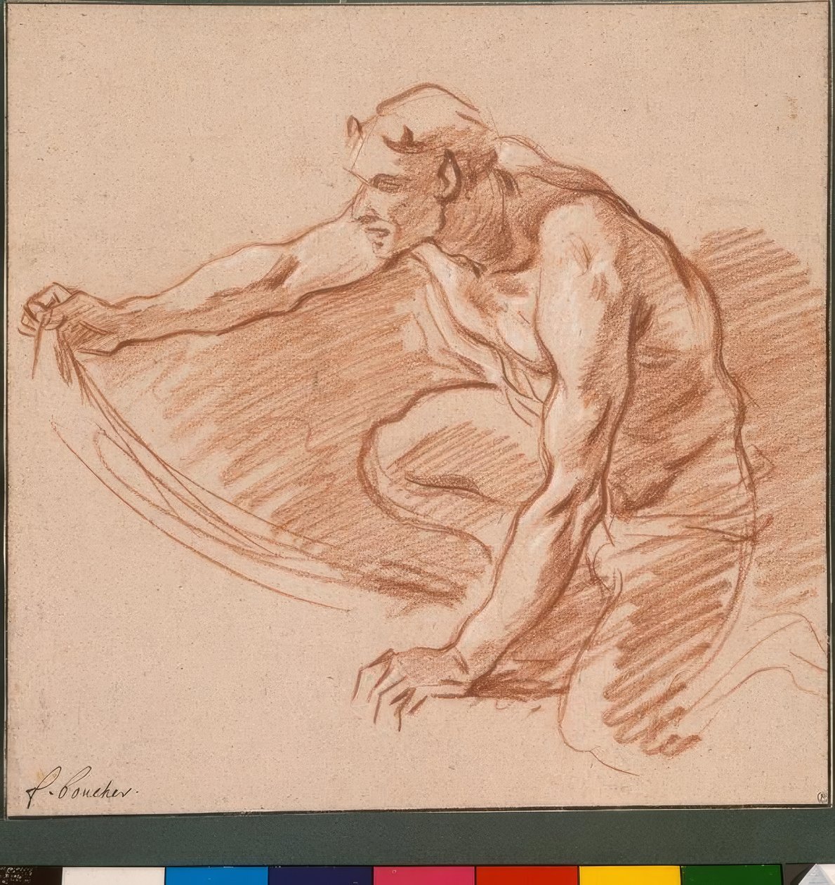 Satyr hält ein Tuch von François Boucher