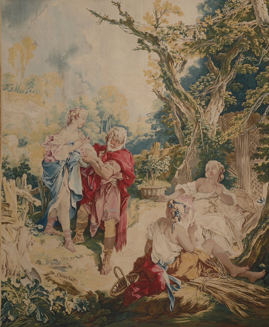 Wandteppich mit Psyche und dem Korbmacher von François Boucher