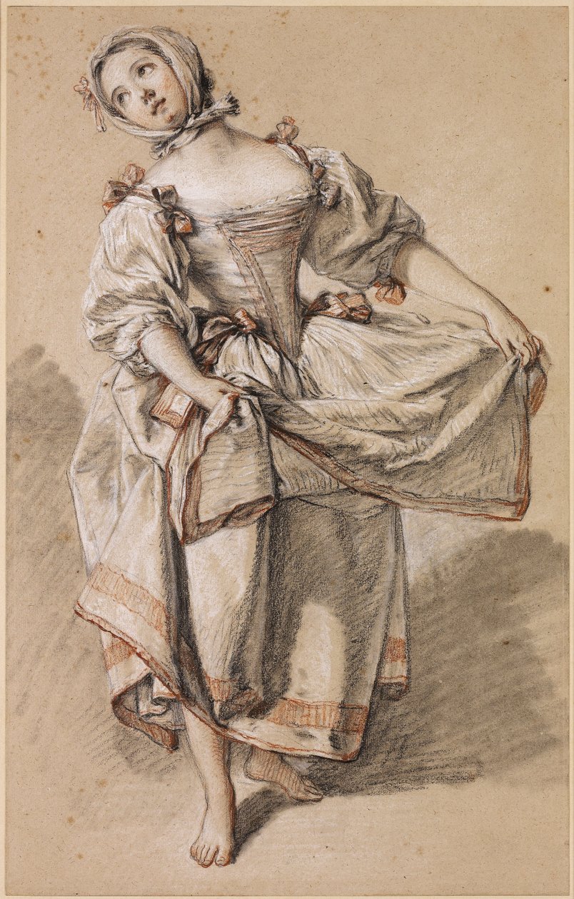 Junges Landmädchen beim Tanzen von François Boucher