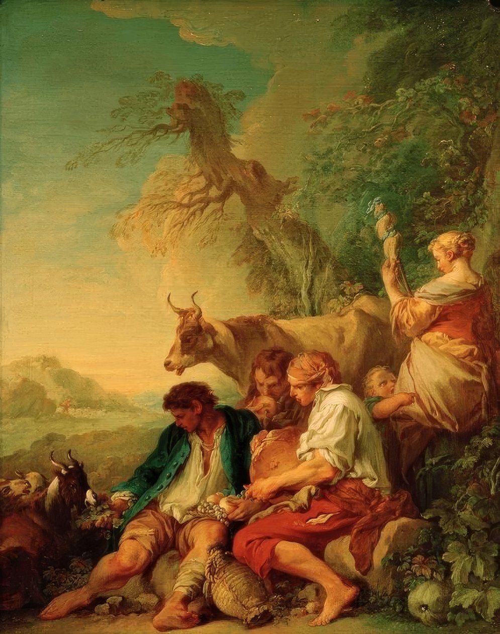Hirten mit Vieh in einer Landschaft von François Boucher