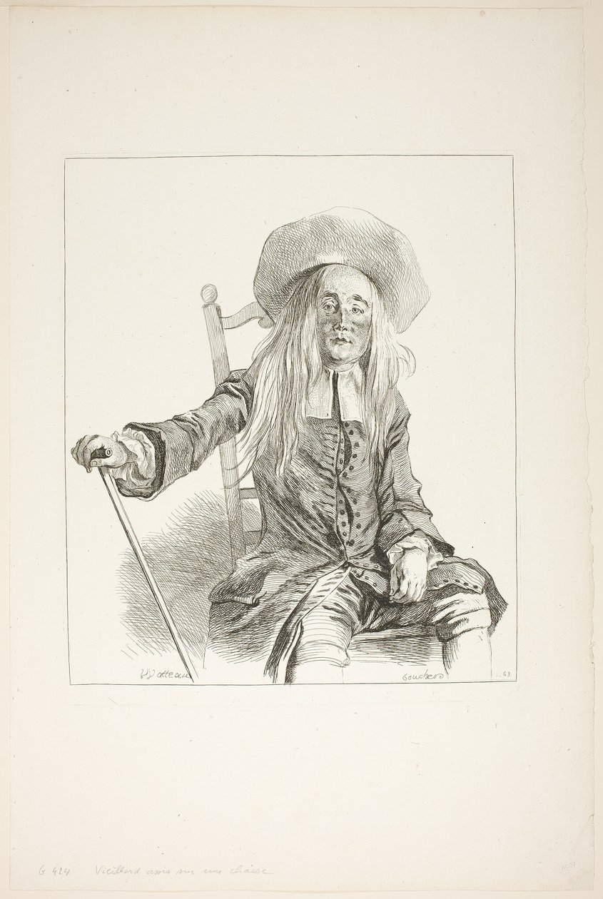 Mann, der auf einem Stuhl sitzt von François Boucher