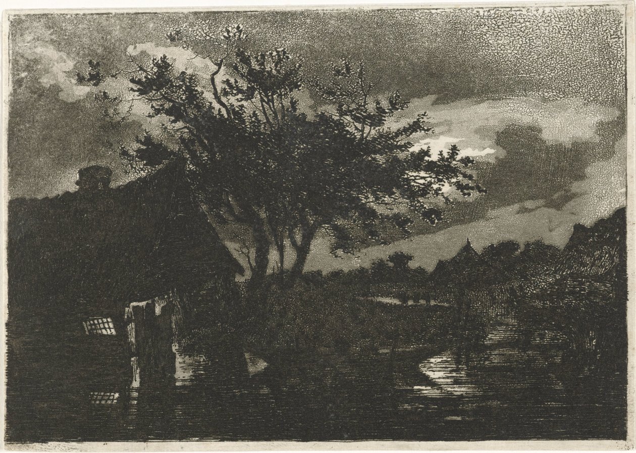 Flusslandschaft mit Bauernhof von François Joseph Pfeiffer (II)