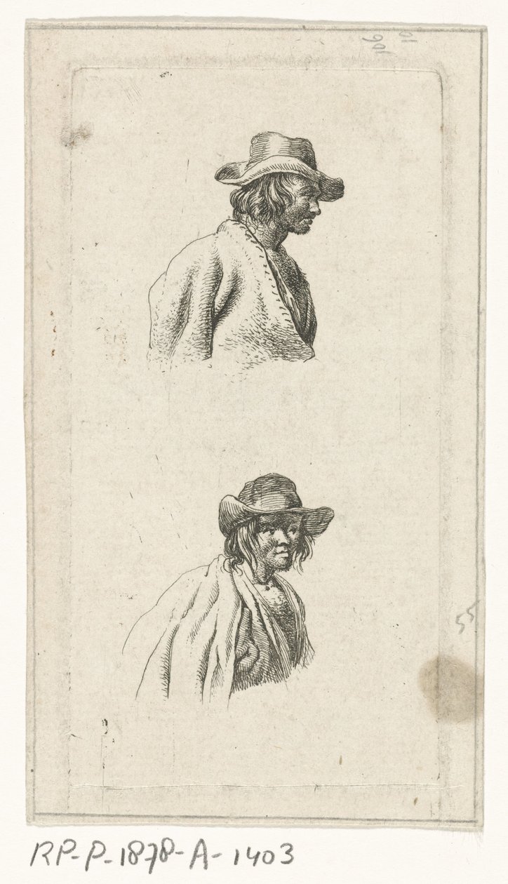 Zwei Männerbüsten mit Hut von François Joseph Pfeiffer (II)