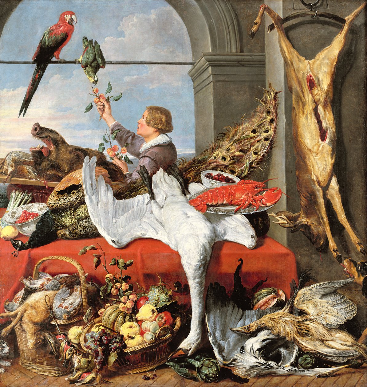 Innenraum eines Büros oder Stillleben mit Wild, Geflügel und Obst von Frans Snyders or Snijders