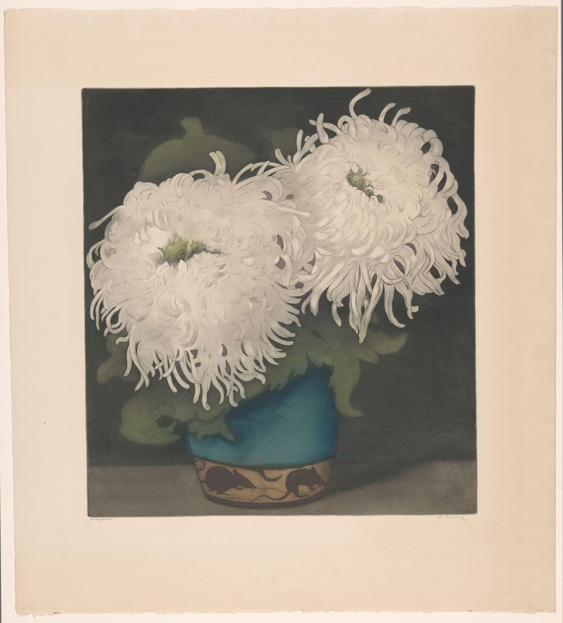 Zwei Chrysanthemen von Frans Everbag (signed by artist)