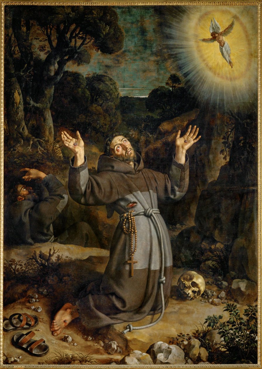 Der heilige Franziskus von Assisi empfängt die Stigmata von Frans II Pourbus