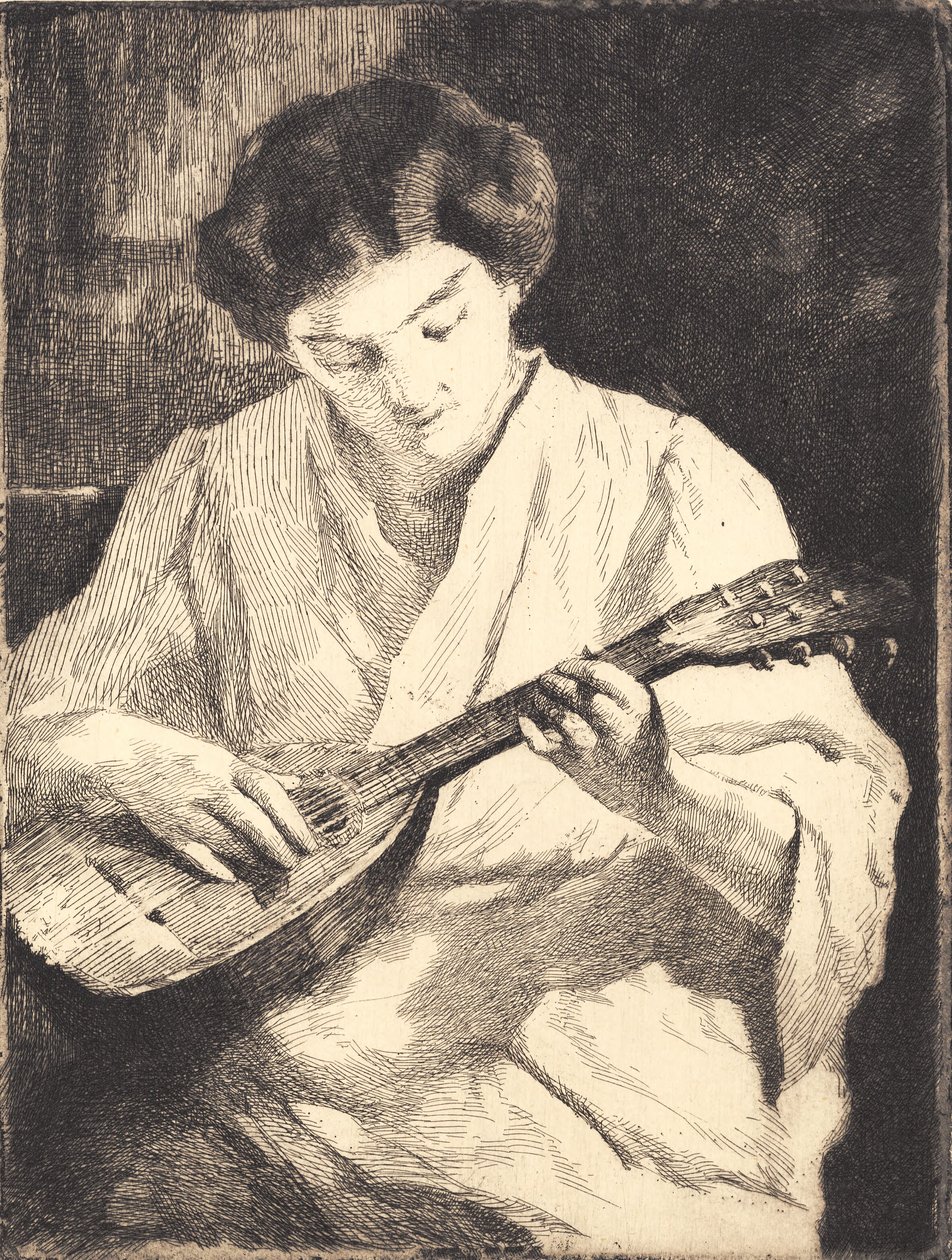 Mandolinspielende Dame von Frans Schwartz