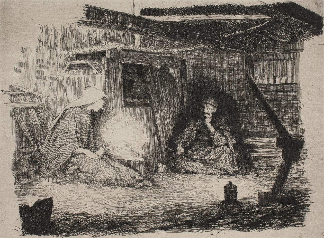 Maria, das Christuskind und Josef am Weihnachtsmorgen von Frans Schwartz