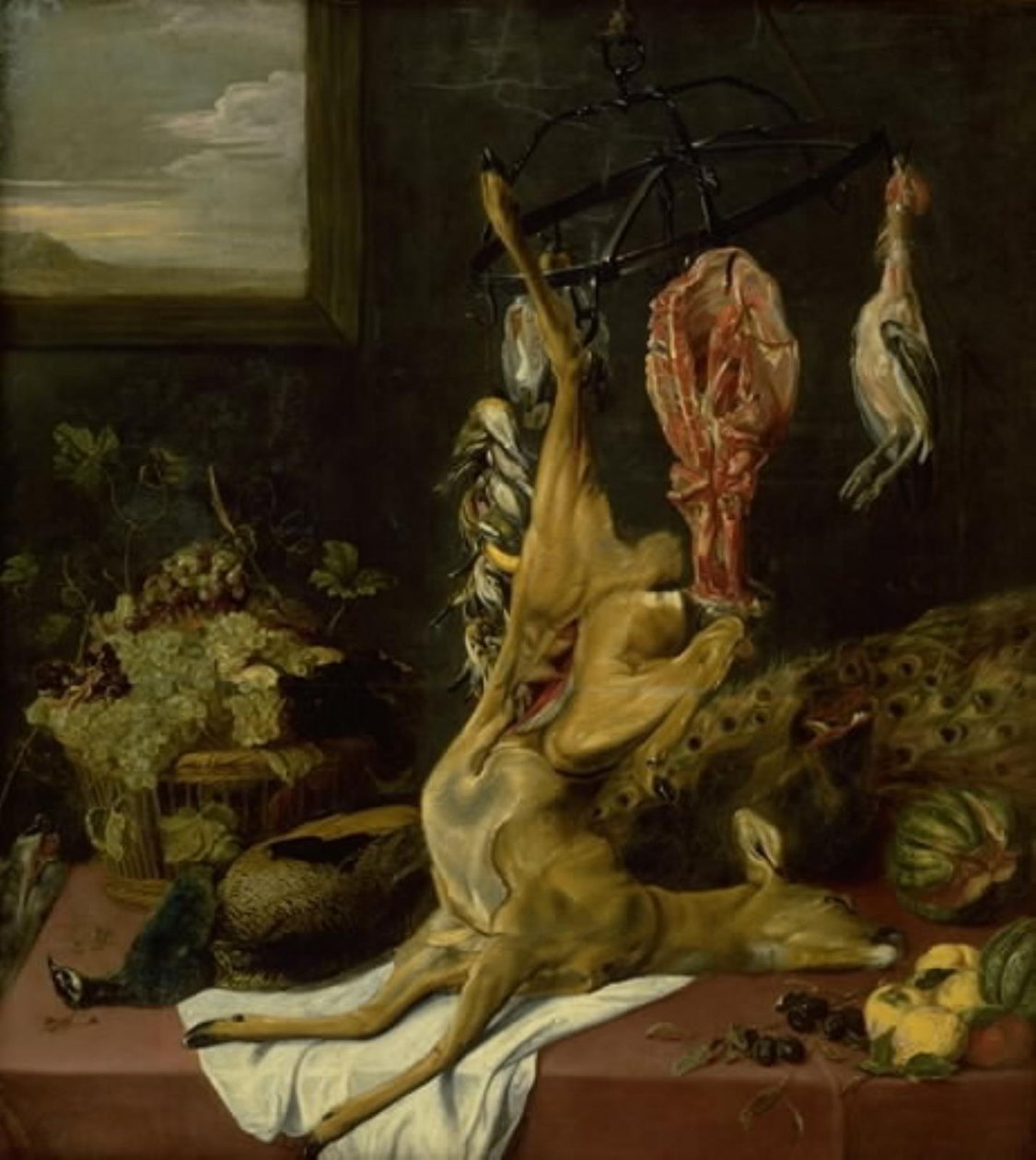 Speisekammer mit rundem Fleischgestell von Frans Snijders