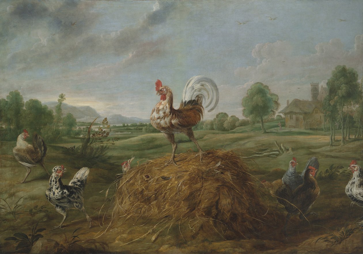 Der Hahn und die Perle von Frans Snyders or Snijders