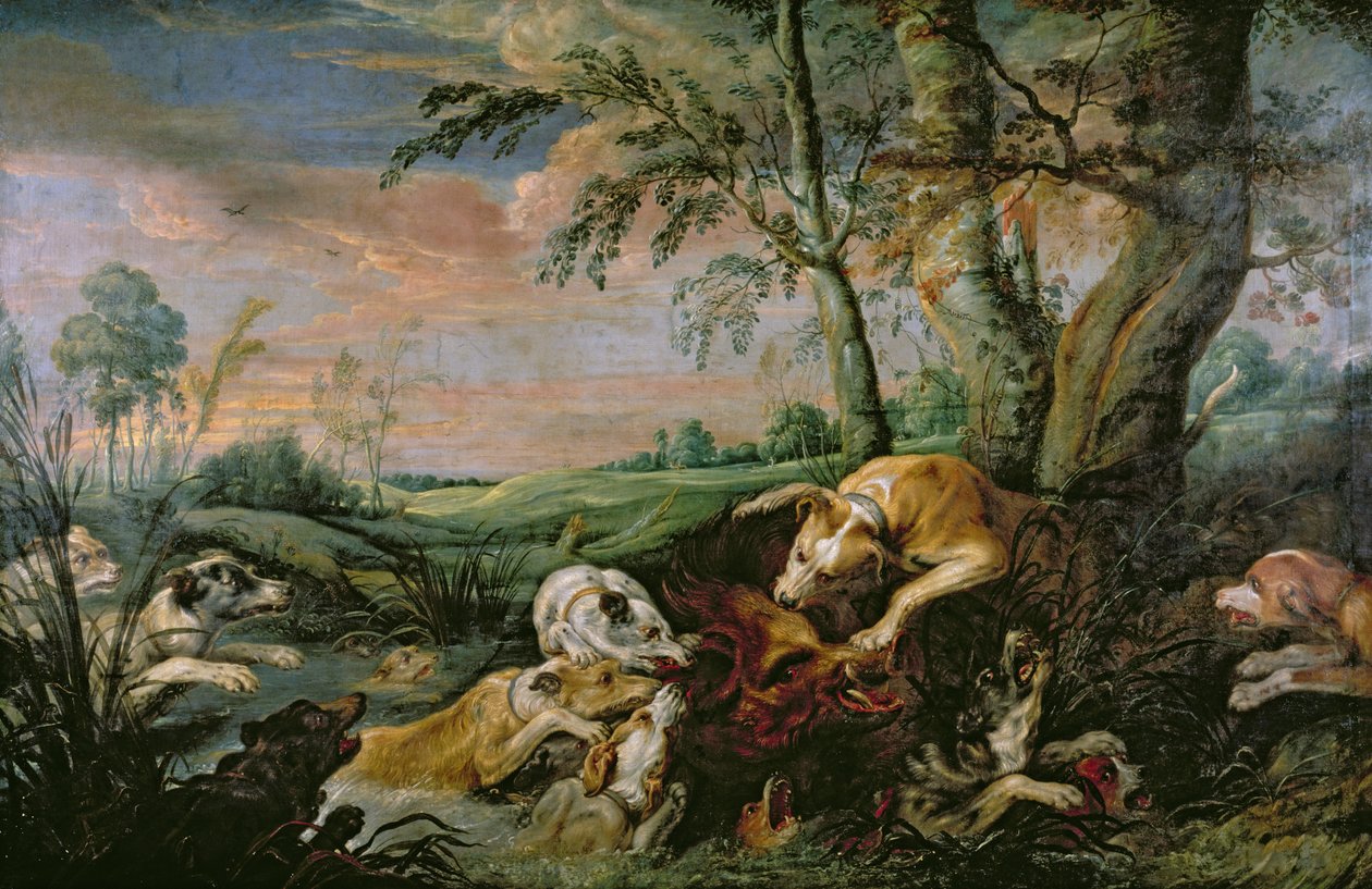 Eine Wildschweinjagd von Frans Snyders or Snijders