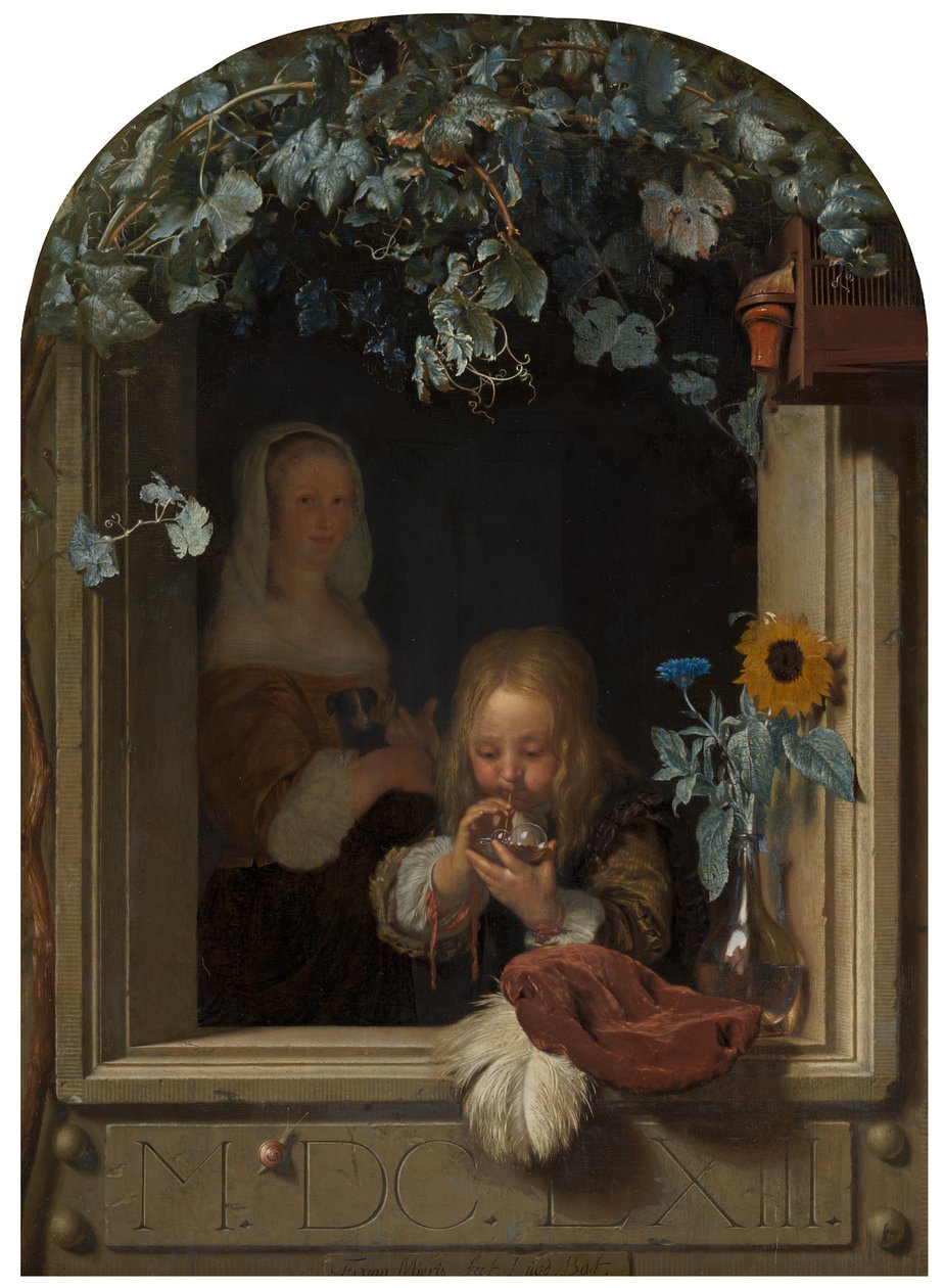 Ein Junge, der Seifenblasen bläst, 1663 von Frans van Mieris