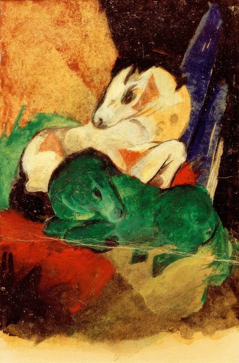 Grünes und weißes Pferd von Franz Marc