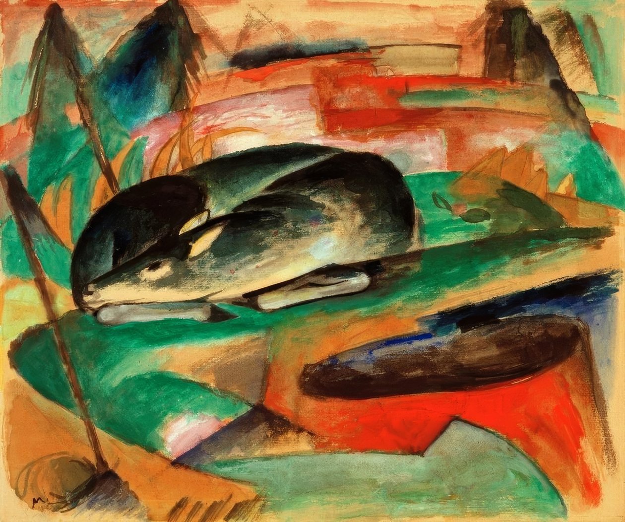Schlafendes Reh von Franz Marc