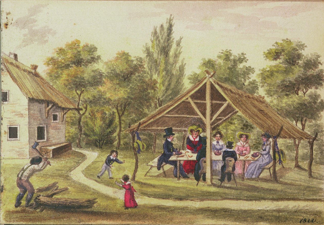 Nachmittagstee in einer Taverne aus dem Tagebuch von Carl Baumann, geschrieben 1813-25, 1822 von Franz Paumgarrten