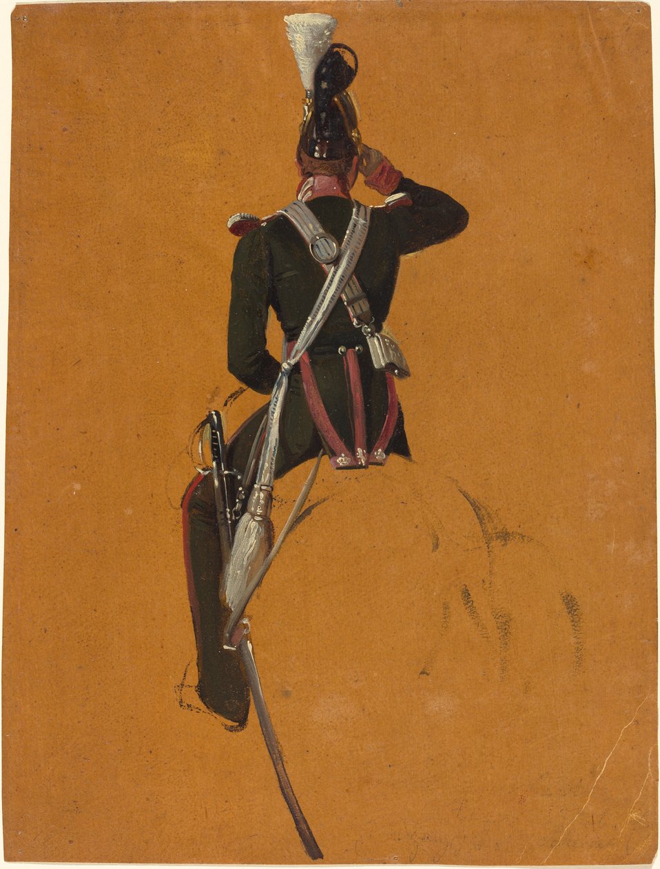 Ein berittener Kavallerieoffizier von hinten gesehen von Franz Adam