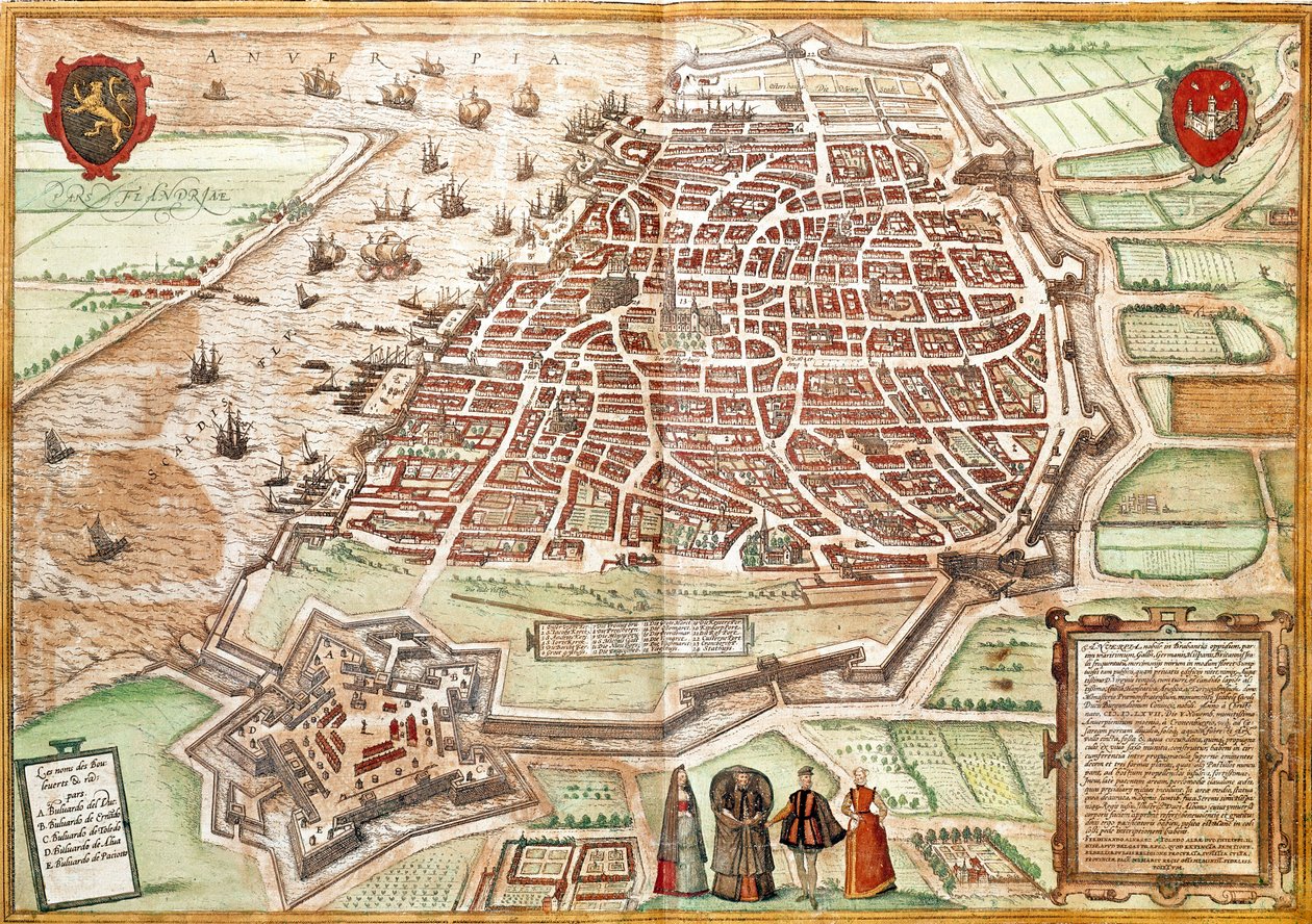 Karte von Antwerpen (Gravur) von Franz Hogenberg